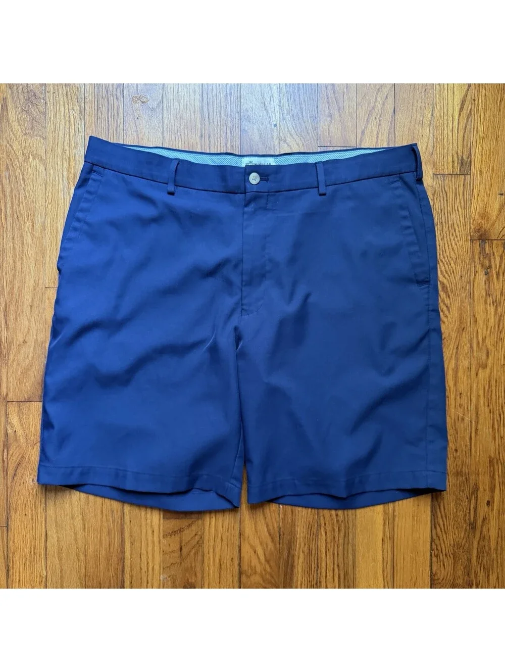 Peter Millar Salem Shorts Mens Size 38x9 Blue Performance Golf Crown Flat Front